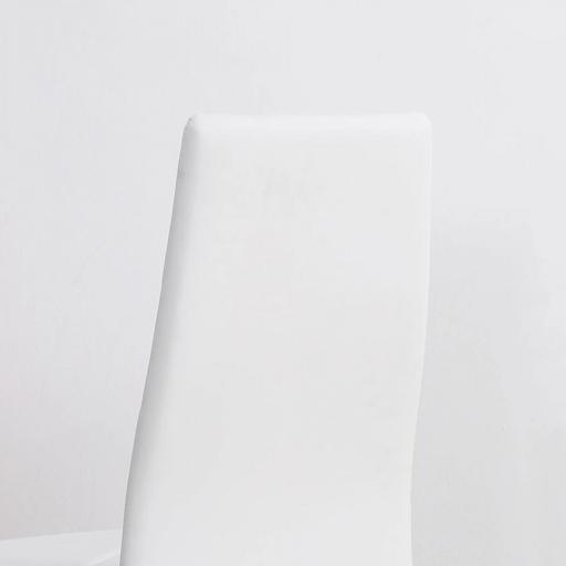 Set de 4 Sillas de Comedor Tapizadas de Piel Sintética con Respaldo Alto y Patas de Acero 41x50x97 cm Blanco [7]