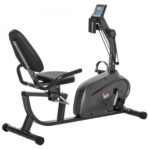 Bicicleta Estática con Respaldo de 8 Niveles de Resistencia con Volante Asiento Ajustable, Pantalla LCD y Soporte [9]