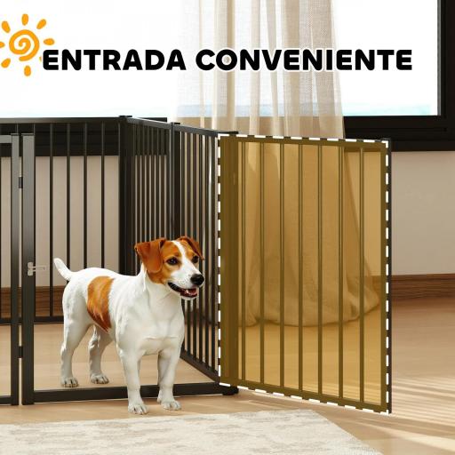 Parque para Perros de 8 Paneles 60x76 cm Corralito para Perros Pequeños y Medianos para Interior y Exterior Negro [5]