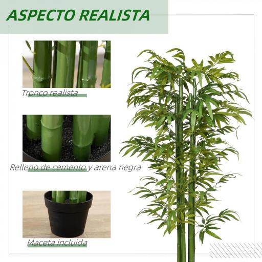 Bambú Artificial 180 cm Planta Sintética de Interior para Decoración de Oficina Hogar Ø17x180 cm Verde [2]