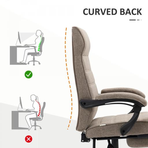 Silla de Oficina Reclinable con Altura Ajustable Reposabrazos y Reposapiés Retráctil 68x67x106-114 cm Marrón [3]