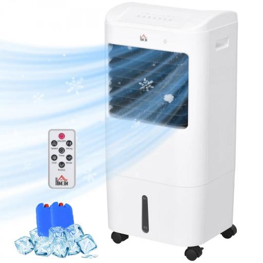 Enfriador de Aire con 3 Velocidades Temporizador 7,5h Tanque de Agua 15L Apto para 15-20 ㎡ 37x32x78 cm Blanco [1]