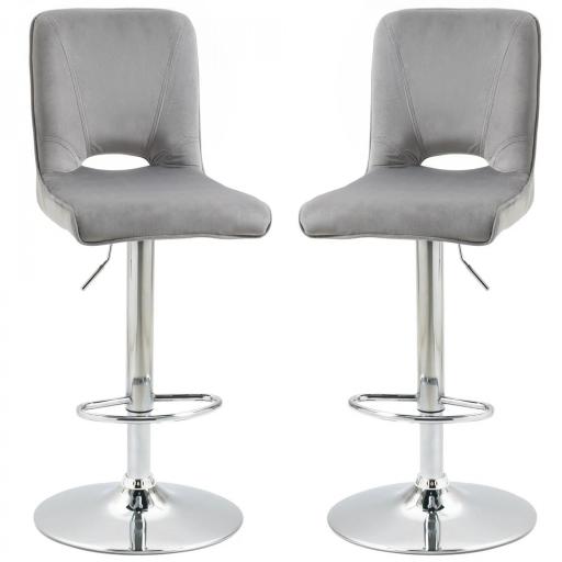 Conjunto de 2 Taburetes de Bar Sillas Altas Modernas con Altura Regulable y Asiento Giratoria 41x51x97-117 cm Gris [8]