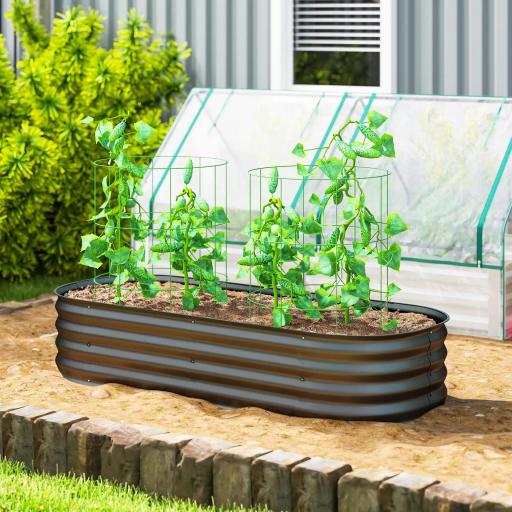 Jardinera Exterior Grande de Acero Galvanizado con Base Abierta Bordes de Seguridad Fácil Montaje 150x62x30 cm Gris