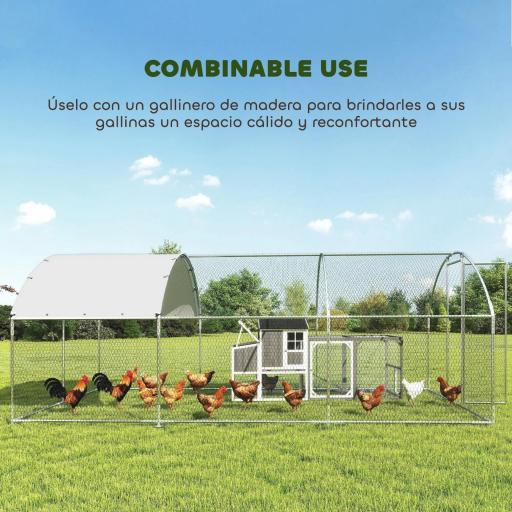Gallinero para Exterior 2,8x5,1x1,9 m Cubierta de Tela Oxford Anti-UV Impermeable Pestillos para 15-24 Gallinas Plata [2]