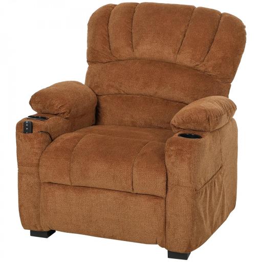 Sillón Relax Reclinable Eléctrico Silencioso con Función Memoria Reposapiés Mando a Distancia Bolsillo Lateral Marrón [9]