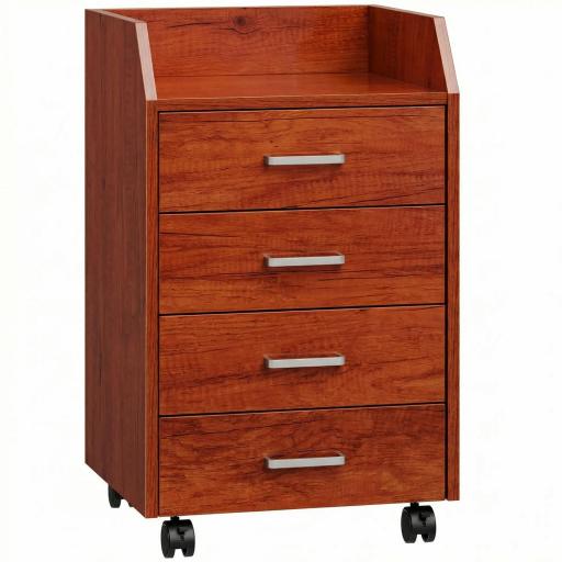 Cajonera de Escritorio con Ruedas Cajonera de Oficina con 4 Cajones Archivador Móvil para Estudio 40x36x65 cm Marrón [8]