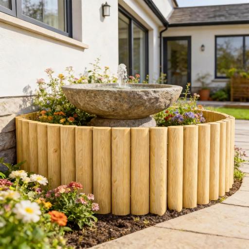 Valla de Jardín de Madera Panel Decorativo Resistente y Fácil de Instalar para Patio Césped Camino 176x38 cm Natural [5]