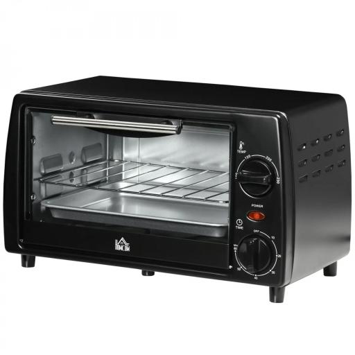 Horno Eléctrico Sobremesa 10L 750W Horno Eléctrico Pequeño Temperatura 230 ℃ y Temporizador 36,5x26x22 cm Negro [8]