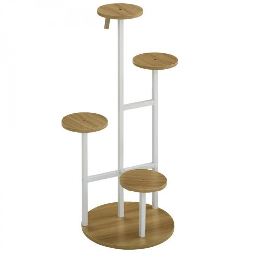 Soporte para Plantas de 4 Niveles Estantería para Macetas para Interior y Exterior 40x40x95,5 cm Natural [9]