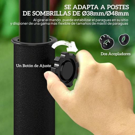 Soporte para Parasol Peso 9 kg en Forma de Semicírculo para Poste de Paraguas de Ø3,8 cm y Ø4,8 cm 50x31x32 cm Bronce [3]