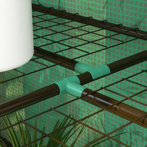 Invernadero de Jardín de 3 Niveles con Estantes Techo Inclinado y Puertas con Cremallera 143x46x141/151 cm Verde [6]