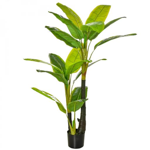 Platanera Artificial 150 cm con Maceta y 18 Hojas Planta Artificial para Decoración de Hogar Terraza Jardín Salón Verde [3]