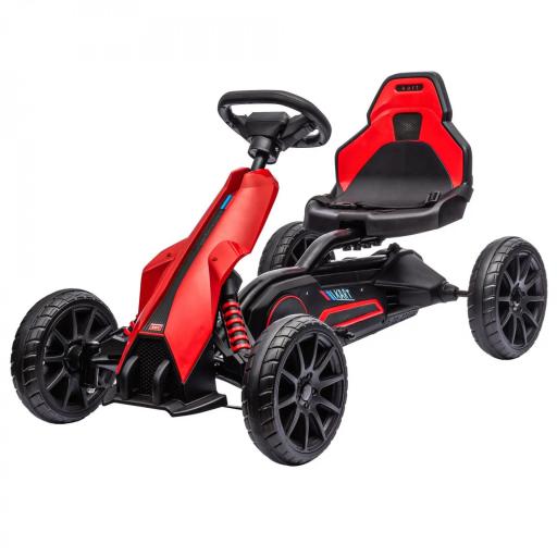 Kart Coche Eléctrico Infantil 12V de 3 a 8 Años Velocidad 3-5km/h y Cinturón de Seguridad 100x58x58,5cm Rojo [7]