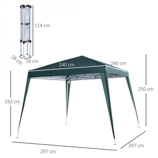 Carpa Plegable 3x3 m, Pop-up, Cenador Pabellón de Jardín, Altura Ajustable con Bolsa de Transporte, Anti-UV, Impermeable, Gazebo para Camping, Fiestas, Exterior, Verde [1]