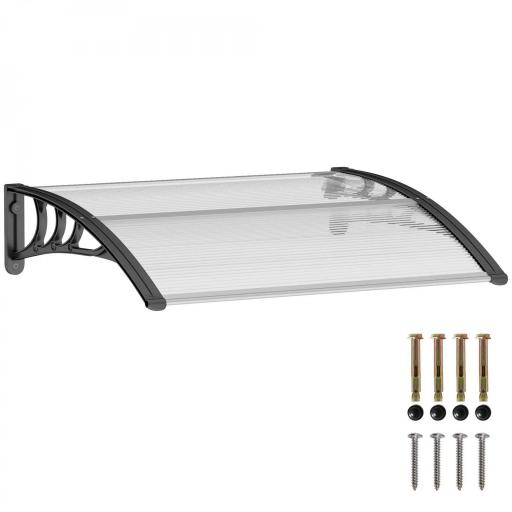 Marquesina Exterior para Puerta y Ventana 75x100 cm contra Sol y Lluvia con Soporte de Aleación de Aluminio Transparente [9]