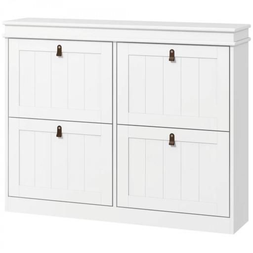 Zapatero Estrecho con 4 Puertas Abatibles y Estantes Ajustables para 20 Pares de Zapatos con Antivuelco 105x24x82,5 cm [8]