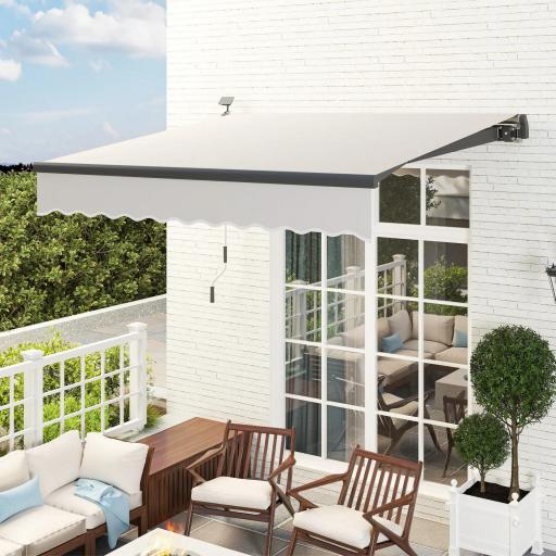 Toldo Retráctil Manual con Luces LED Solares Inclinación Ajustable 45-90° y Protección UPF50+ Exterior 3x2,5 m Crema [5]