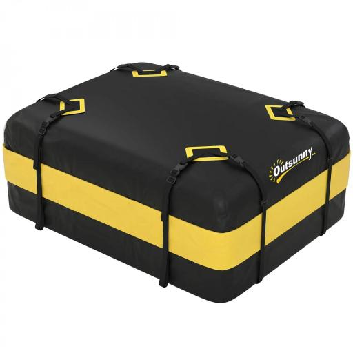 Bolsa de Techo para Coche 425L Impermeable con 8 Correas Alfombrilla Antideslizante Ganchos para Vehículos Amarillo [9]