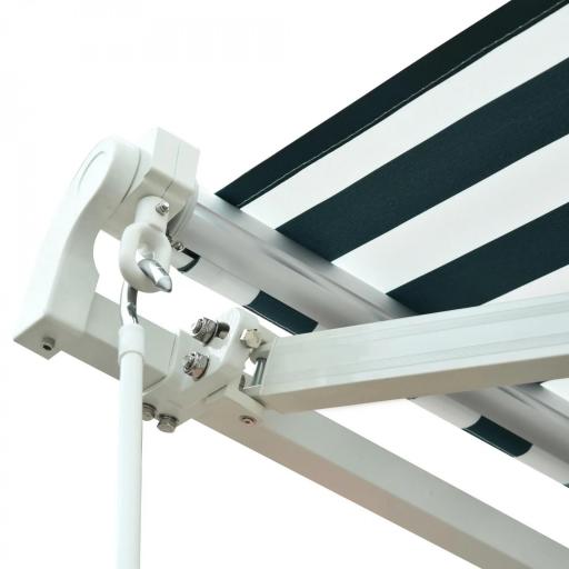 Toldo Manual Retráctil 295x250cm Ángulo Ajustable con Manivela para Exterior Balcón Jardín Terraza Verde [6]