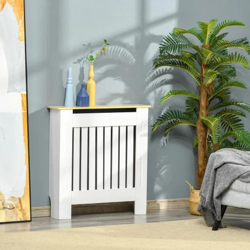 Cubreradiador de MDF Cubierta para Radiador para Salón Dormitorio Pasillo 78x19x83 cm Blanco [4]