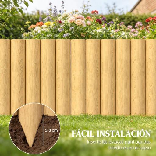 Valla de Jardín de Madera Panel Decorativo Resistente y Fácil de Instalar para Patio Césped Camino 176x38 cm Natural [6]