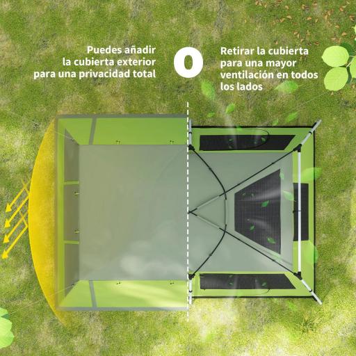 Tienda de Camping para 4-8 Personas con Mosquitera Gancho y Bolsa de Transporte Anti-UV 405x305x225 cm Verde [3]