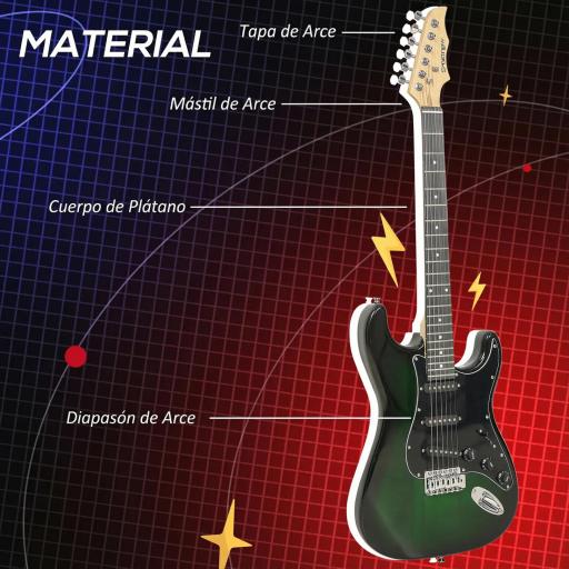 Kit Guitarra Eléctrica de Iniciación con Amplificador 15W Afinador Digital Cuerdas Correa 3 Púas y Funda Negro [4]