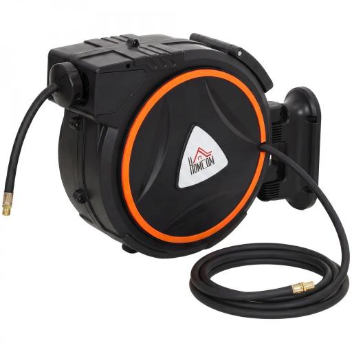 Manguera Compresor Aire 20 m + 2 m Conector de 1/4'' BSP con Soporte para Pared Giratorio 180° Negro [10]