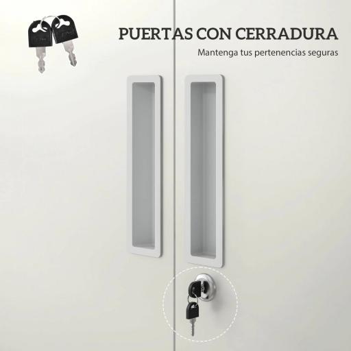Archivador con Llave Estantes Ajustable Armario Archivador Metálico para Oficina Estudio Salón 80x40x180 cm Blanco [4]