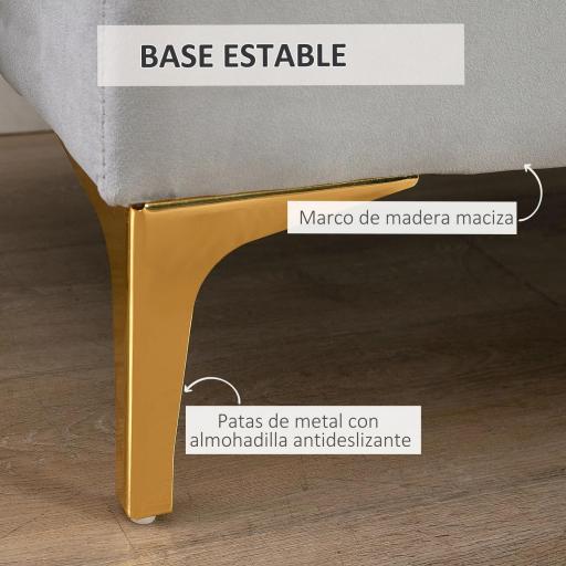 Taburete Pie de Cama Banco de Dormitorio con Asiento Acolchado y Patas Metálicas para Entrada Pasillo 118x45x42 cm Gris [5]