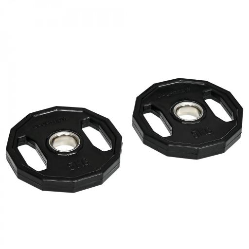 Conjunto de 2 Discos de Pesas de 5 kg con Orificio de 50 mm para Entrenamiento de Fuerza Ø24x3,5 cm Negro [8]