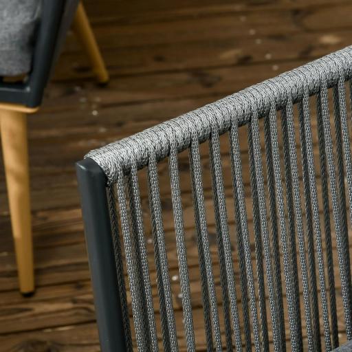 Conjunto de Muebles de Jardín de Ratán Sintético con Sofá de 2 Plazas 2 Sillones y Mesa de Centro Gris [7]