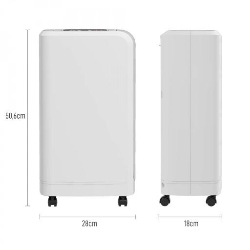 Deshumidificador 12L/día Depósito de Agua 0,8L con Ruedas Temporizador de 24 Horas Pantalla Digital de Humedad Blanco [1]