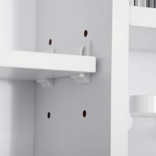 Armario de Baño de Pared con Espejo Puerta Estantes Abiertos 100x15x70 cm Blanco [7]