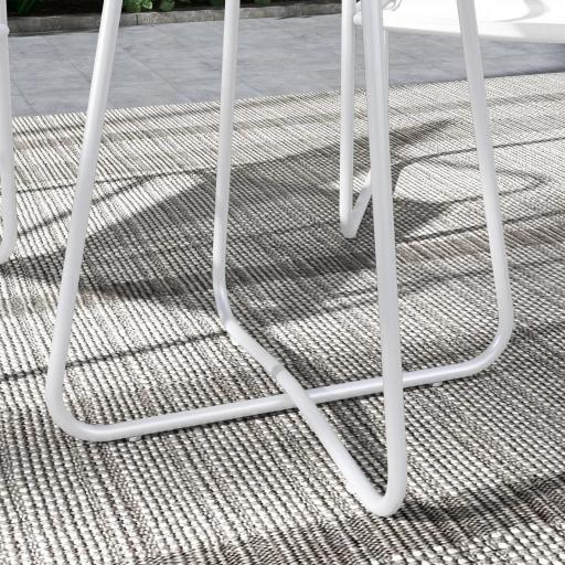 Conjunto de Muebles de Jardín de 3 Piezas con Marco de Acero Reposabrazos y Almohadillas Ajustables para los Pies Blanco [7]