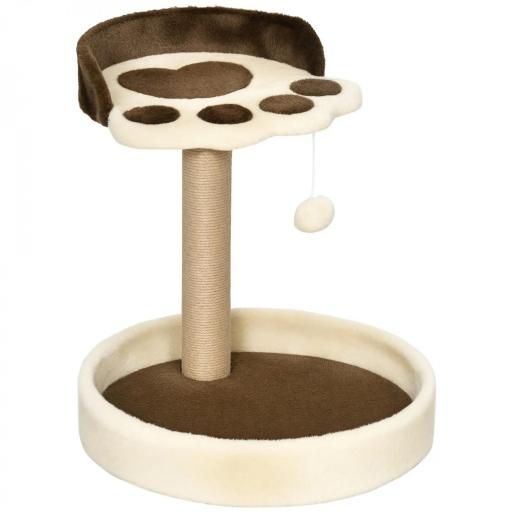 Árbol Rascador para Gatos Altura 44 cm Torre de Escalada con 2 Camas Poste de Yute, Juguete Colgante Marrón [9]
