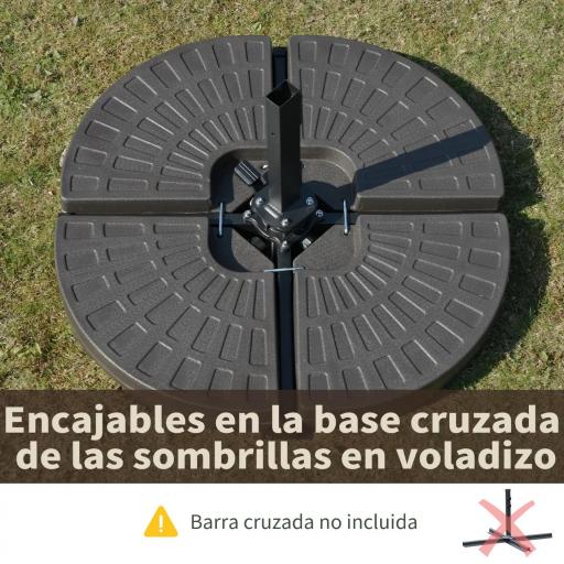 Base para Sombrilla en 4 Partes Rellenable de Arena y Agua Desmontable para Jardín Patio al Aire Libre 100x100x10,5 cm Café [3]