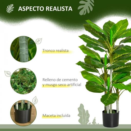Planta Artificial Hoja Perenne Altura 95 cm con 33 Hojas Realistas en Maceta de Cemento Árbol Artificial para Interior Decoración Salón Oficina Verde [4]