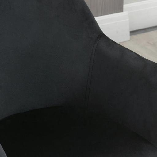 Juego de 2 Sillas de Comedor Modernas Tapizadas en Terciopelo con Patas de Madera para Salón 54x57x80 cm Negro [8]