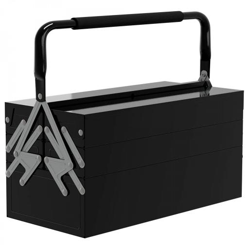 Caja de Herramientas Metálica Plegable con 5 Bandejas y Asa para Taller Garaje 45x20x34,5 cm Negro [5]