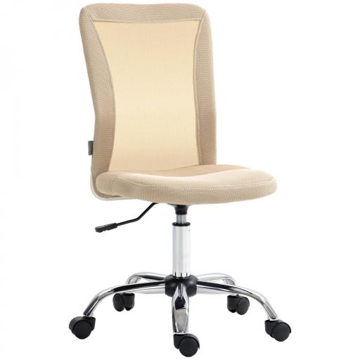 Silla de Escritorio Giratoria sin Brazos Silla de Malla con Altura Ajustable Carga 100 kg 43x56x90-100 cm Beige [8]