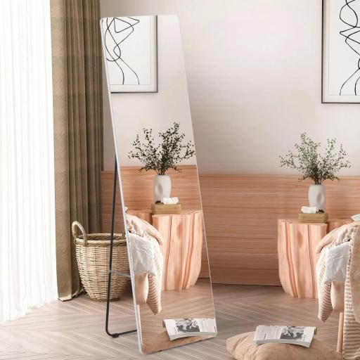 Espejo de Pie de Cuerpo Entero con Marco de Aleación de Aluminio de Estilo Moderno 45x37x158,5 cm Plata