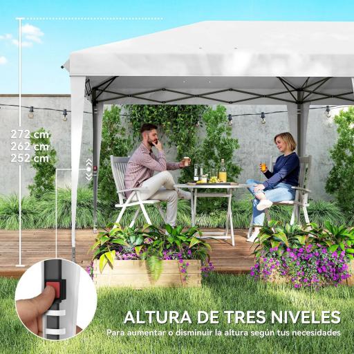 Carpa Plegable 6x3 m Pop-up con 4 Laterales Desmontables Cenador de Jardín con 2 Ventanas y Bolsa de Transporte Blanco [4]