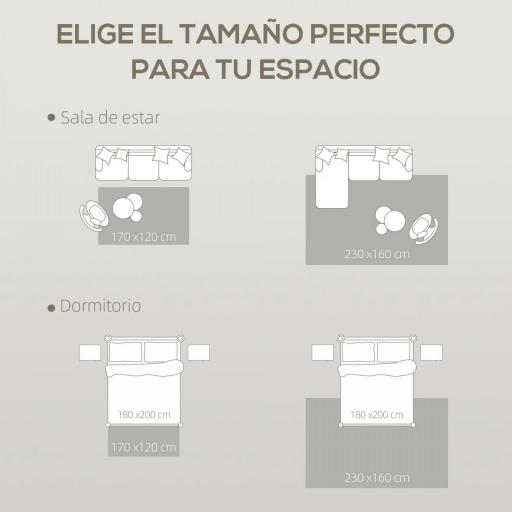 Alfombra Salón 170x120 cm Lavable en Lavadora Pelo Corto Estilo Moderno Tapete para Sala de Estar Dormitorio Crema [8]