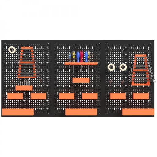 Organizador de Herramientas de Pared de 33 Piezas 120x60 cm con Ganchos Contenedores y Estantes Negro y Naranja [9]