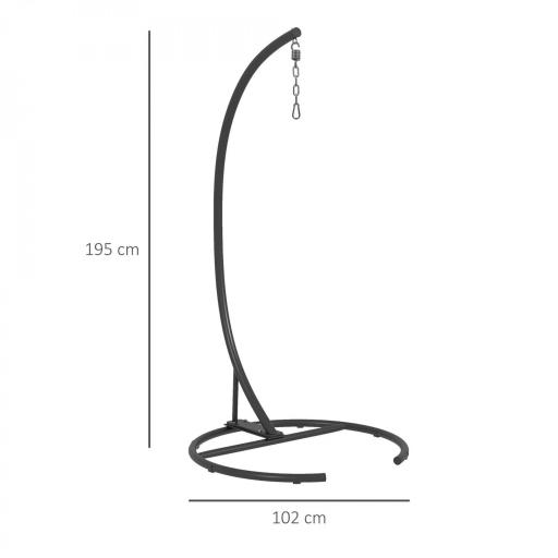 Soporte para Silla Colgante con Base Estable Marco de Silla de Metal Soporte para Silla Columpio Ø102x195 cm Negro [4]