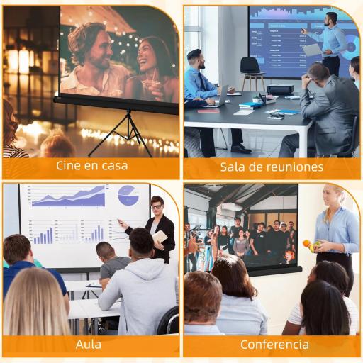 Pantalla de Proyección con Soporte Portátil 100 Pulgadas Formato 16:9 con Altura Ajustable 221x124 cm Negro [6]