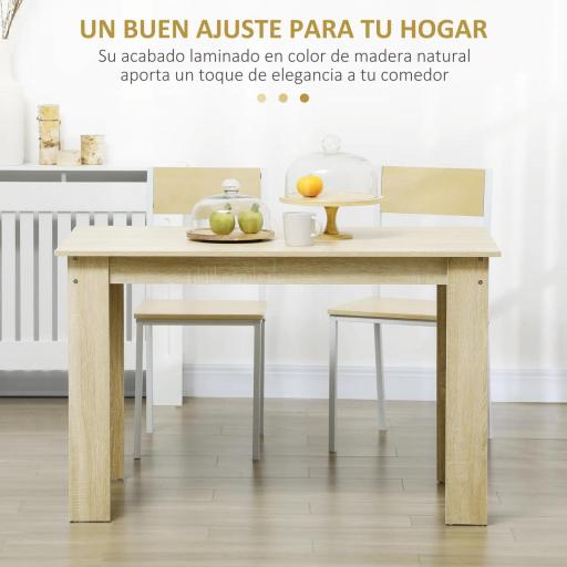 Mesa de Comedor para 4-6 Personas Rectangular de Melamina de Madera y Estilo Moderno 120x69x75 cm Roble [2]