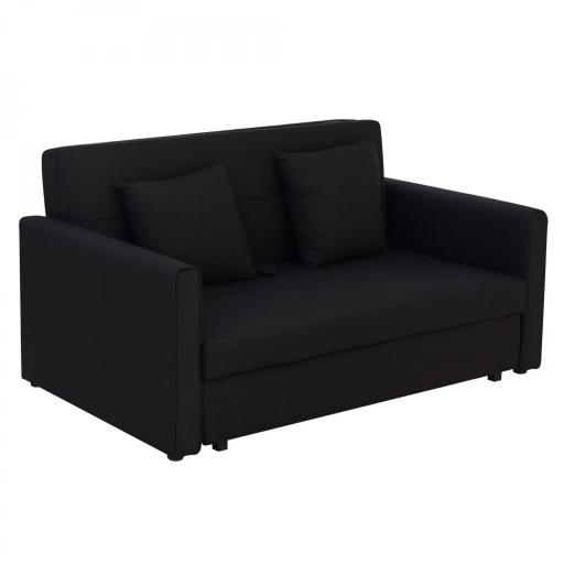 Sofá Cama de 2 Plazas Sofá Cama Tapizado en Poli Algodón con 2 Cojines Desmontables y Espacio de Almacenamiento Sofá Doble para Salón Oficina 152x101x81 cm Gris Carbón [3]
